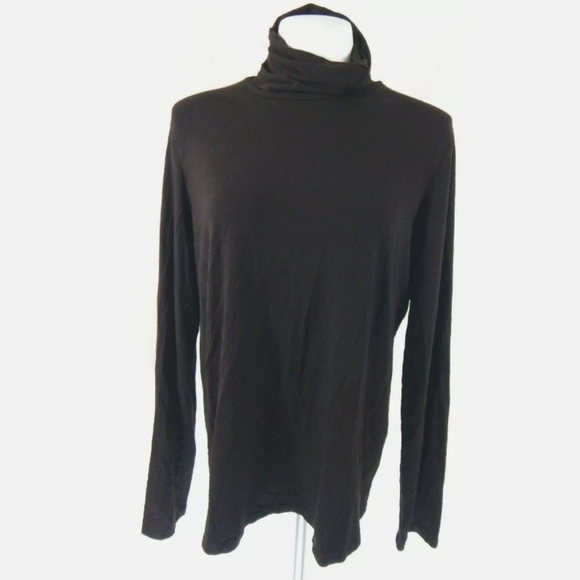 Eileen Fisher Brown Relaxed Fit Turtleneck Top - Picture 1 of 4